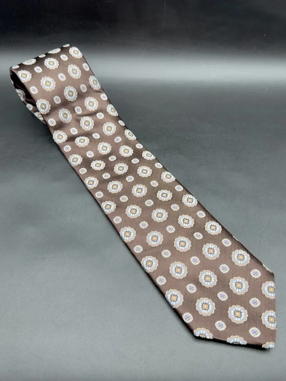 Robert Talbott Best of Class Nordstrom Silk Tie Brown Medallion Hand Sewn USA
